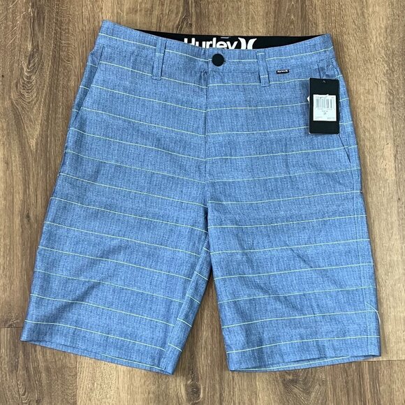 NEW Hurley Men's Dri-FIT Porter 21" Walk Shorts Blue Stripe Sz 28 - Picture 2 of 12